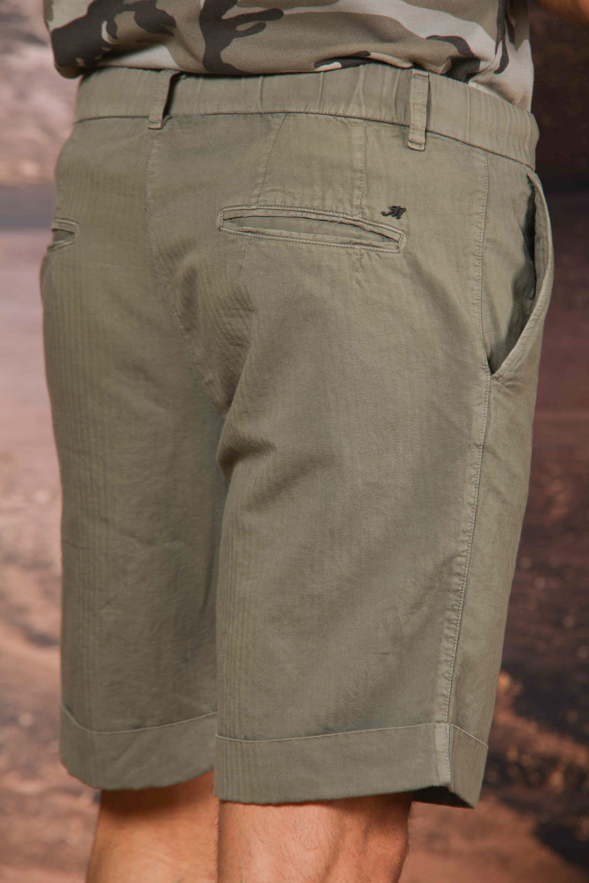 Khinos M74 bermuda chino para hombre en mezcla de algodón y cáñamo con espiga relaxed fit