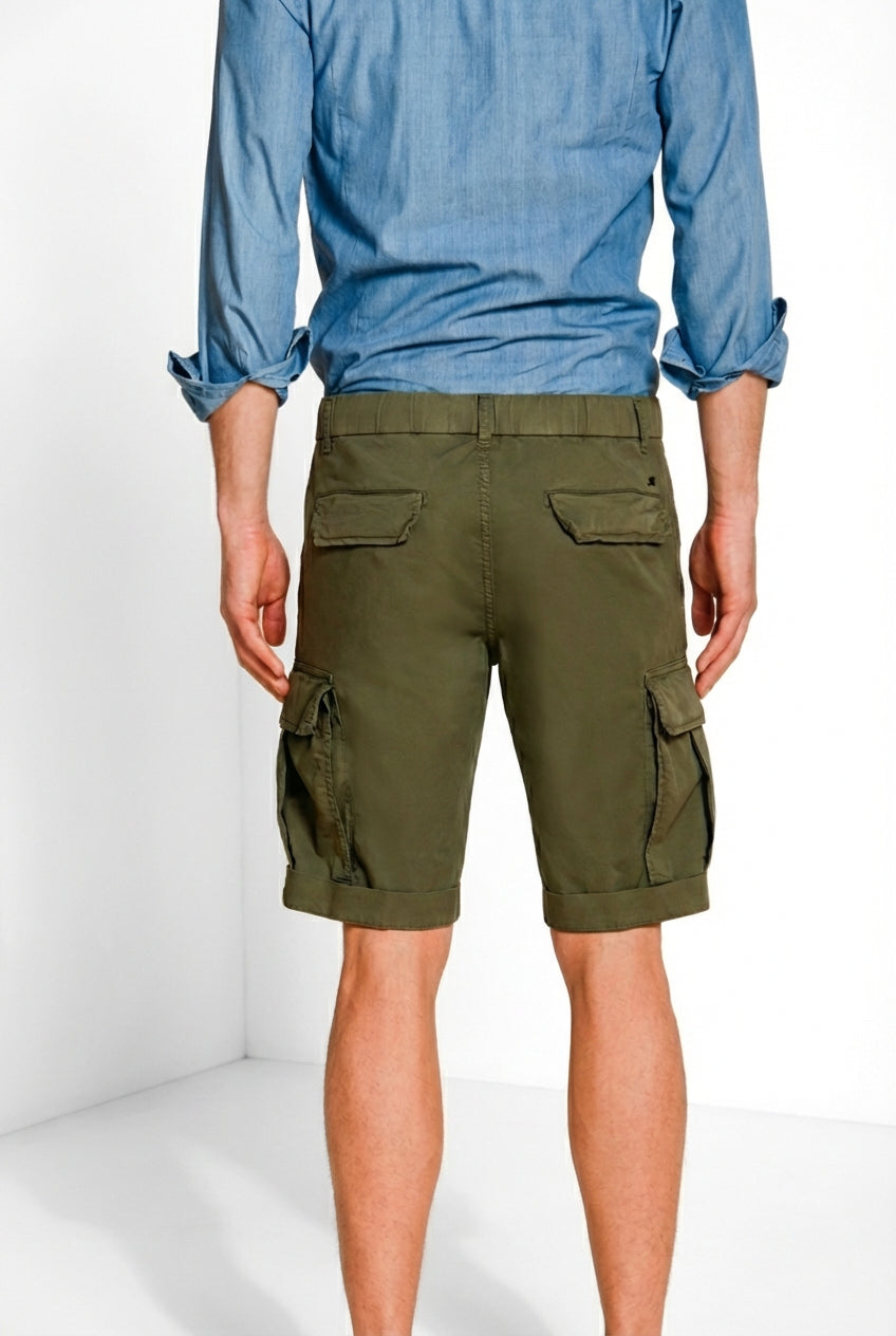 Cargo M74 bermuda cargo uomo in gabardina stretch relaxed fit
