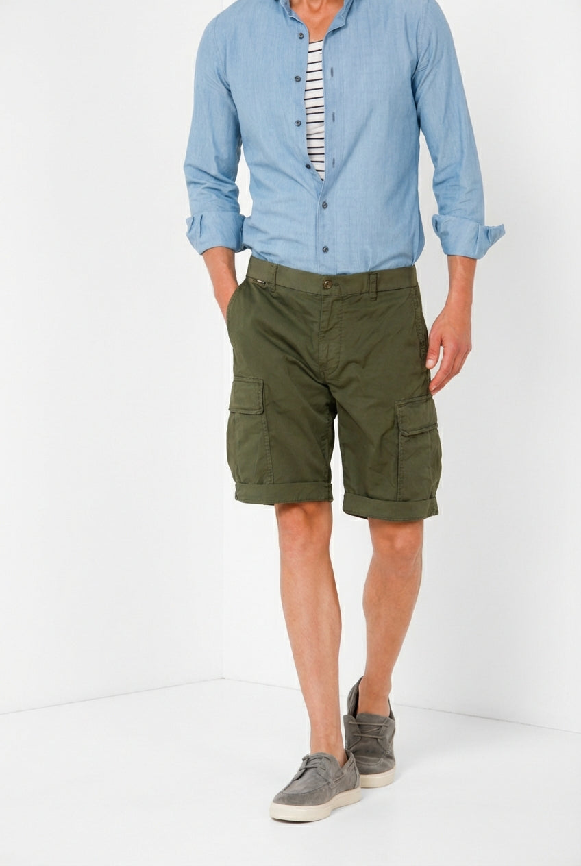 Cargo M74 bermuda cargo uomo in gabardina stretch relaxed fit