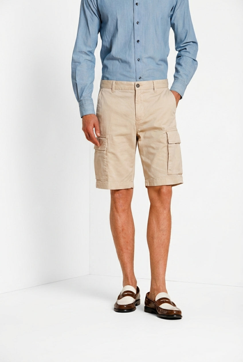 Cargo M74 bermuda cargo hombre en gabardina stretch relaxed fit