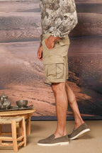 Cargo M74 bermuda cargo hombre en sarga de algodón Pima Relaxed fit 