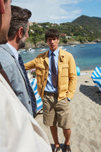 Khinos M74 bermuda chino uomo in twill di cotone e seta elasticizzata relaxed fit