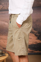 Khinos M74 bermuda chino uomo in twill di cotone e seta elasticizzata relaxed fit