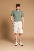 Khinos M74 bermuda chino homme en sergé de coton et soie extensible Relaxed fit