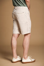 Khinos M74 bermuda chino homme en sergé de coton et soie extensible Relaxed fit