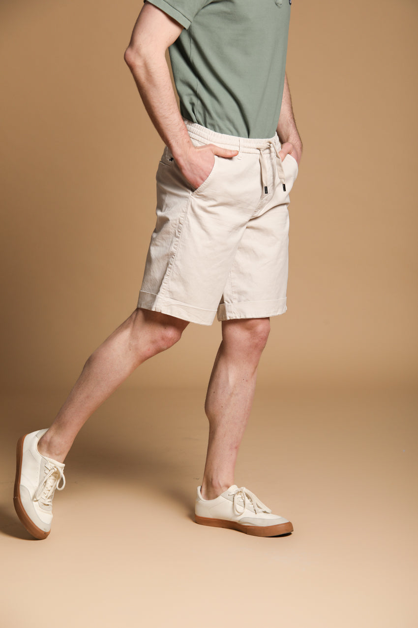 Khinos M74 bermuda chino homme en sergé de coton et soie extensible Relaxed fit