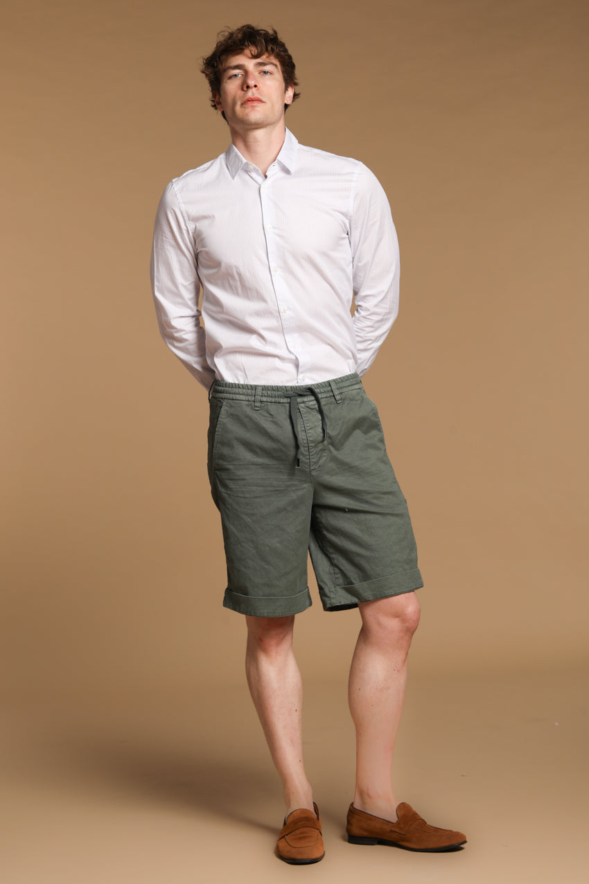 Khinos M74 Herren-Chino-Bermuda aus elastischem Baumwoll-Seiden-Twill Relaxed Fit