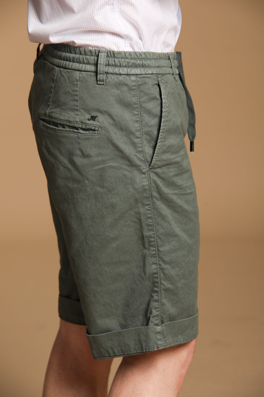 Khinos M74 bermuda chino uomo in twill di cotone e seta elasticizzata relaxed fit
