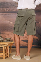 Cargo M74 men's cargo bermuda in oxford cotton canvas relaxed fit