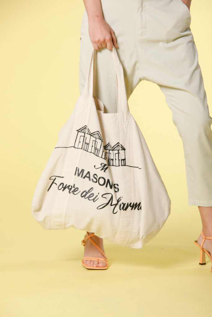 immagine 2 di borsa da donna in cotone tinta unita con stampa forte dei marmi modello mason's bag fdm colore stucco di Mason's 