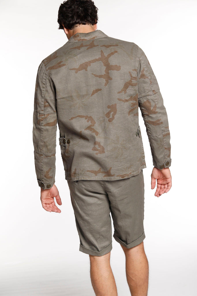 Flyshirt giacca camicia da uomo in lino camouflage con palme