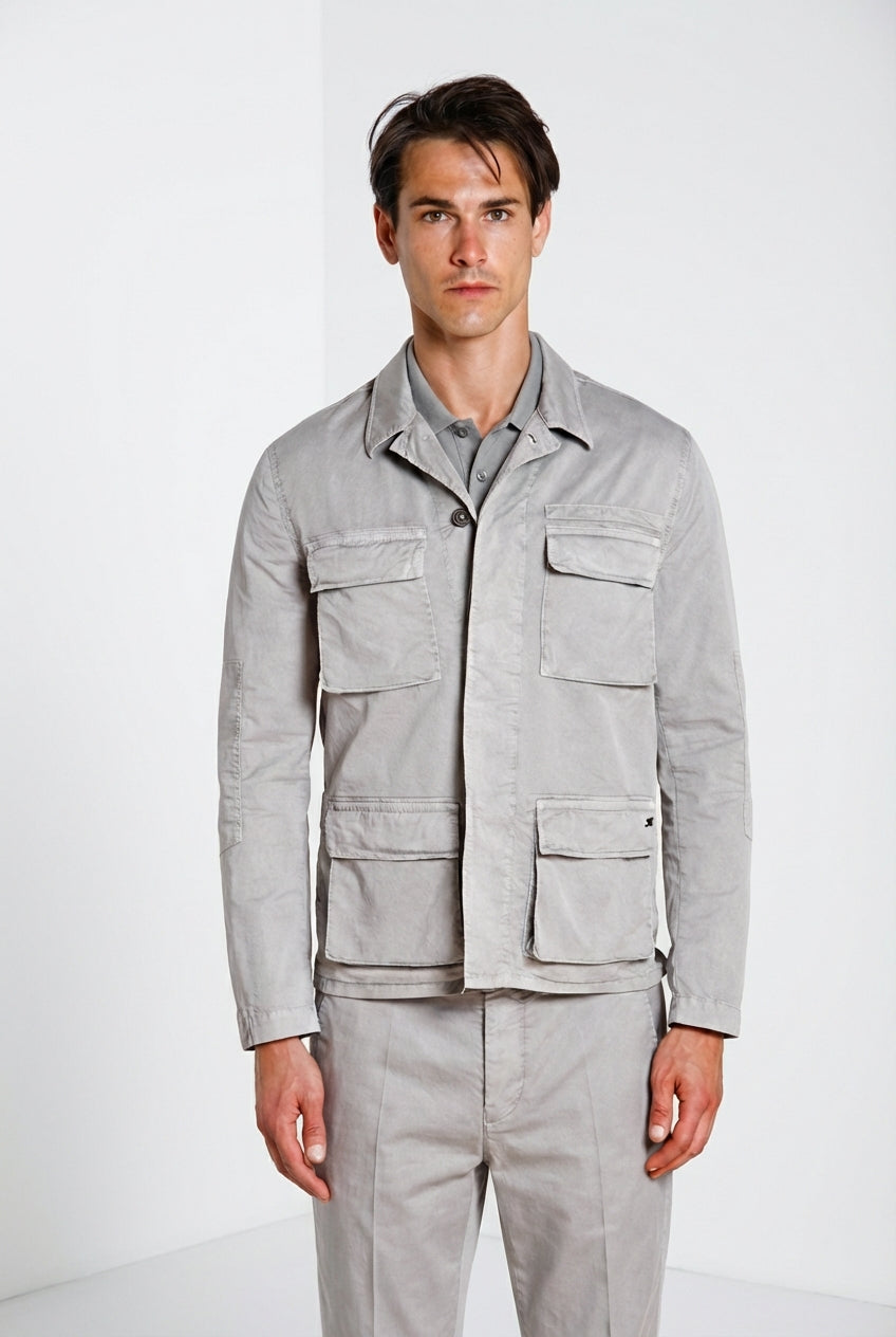 Flyshirt delamere giubbotto overshirt uomo in gabardina stretch