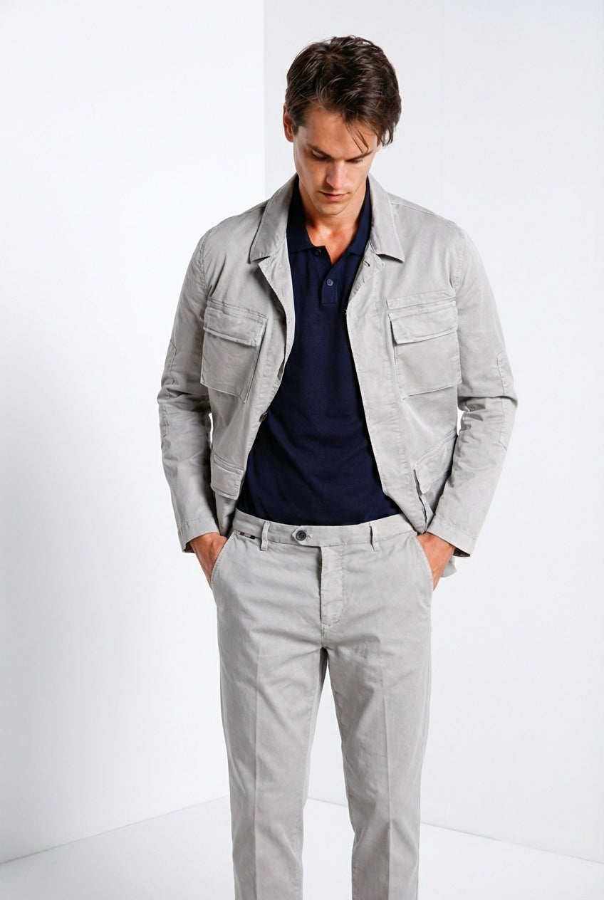 Flyshirt delamere giubbotto overshirt uomo in gabardina stretch