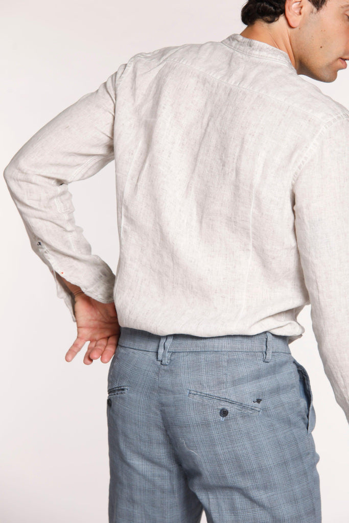 Porto camicia uomo con collo coreana in lino con nastrini "tinto freddo" - Mason's 