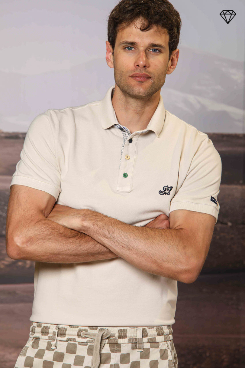 Polo Leopardi hombre en piqué con detalles sartoriales ①