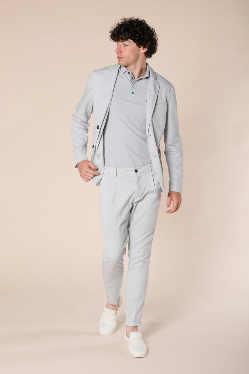 image 2 of men's polo in piquet with tailoring details leopardi model in light gray regular fit by Mason's