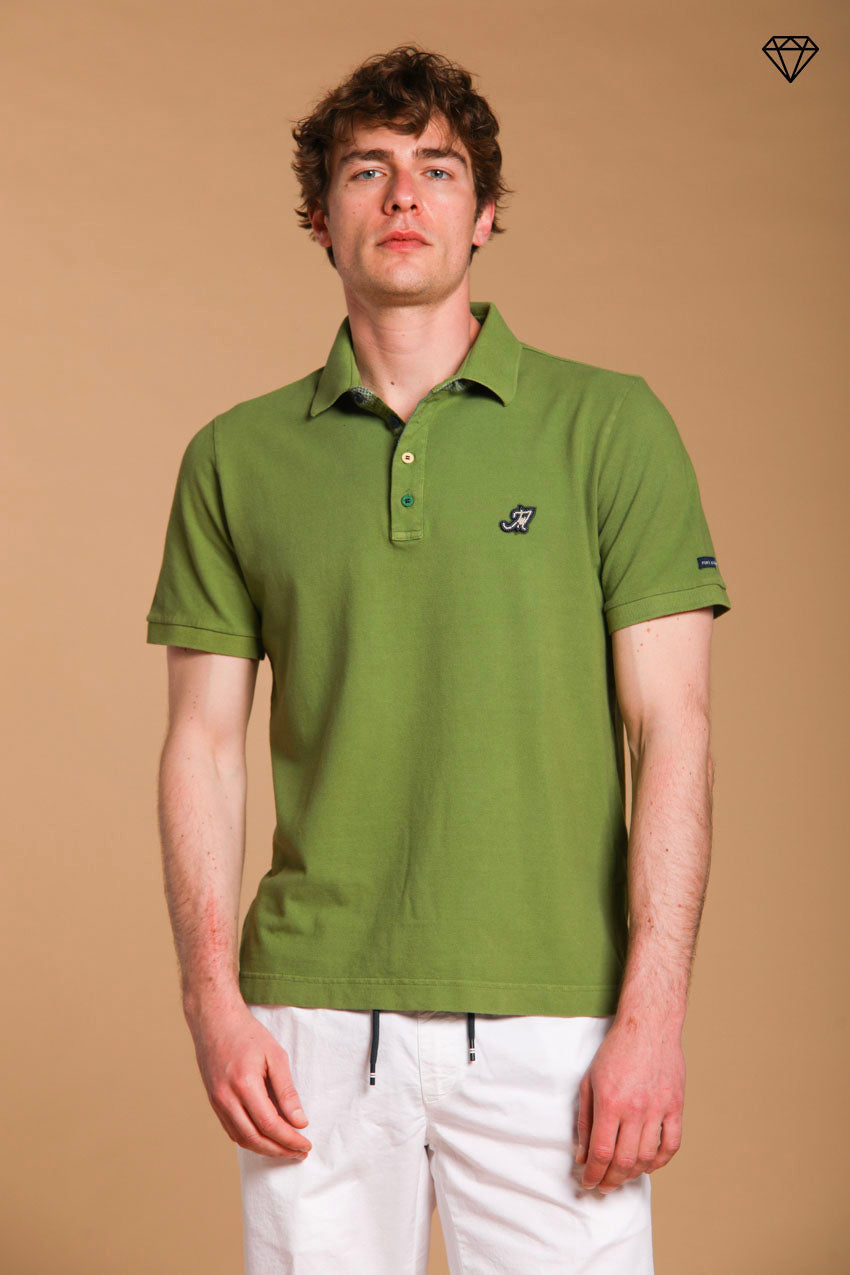 Polo Leopardi hombre en piqué con detalles sartoriales ①