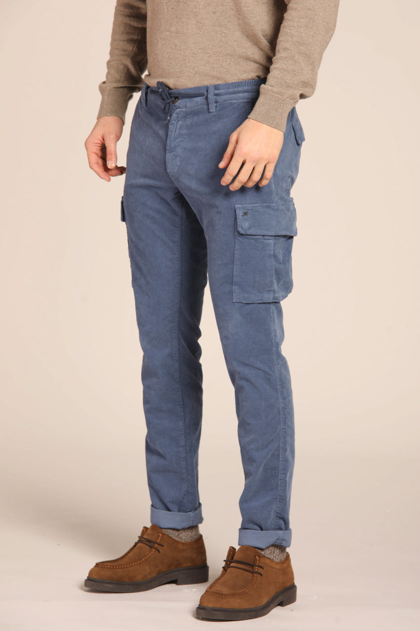 immagine 2 di cargo jogger uomo modello Chile colore azzurro scuro, fit extra slim di Mason's