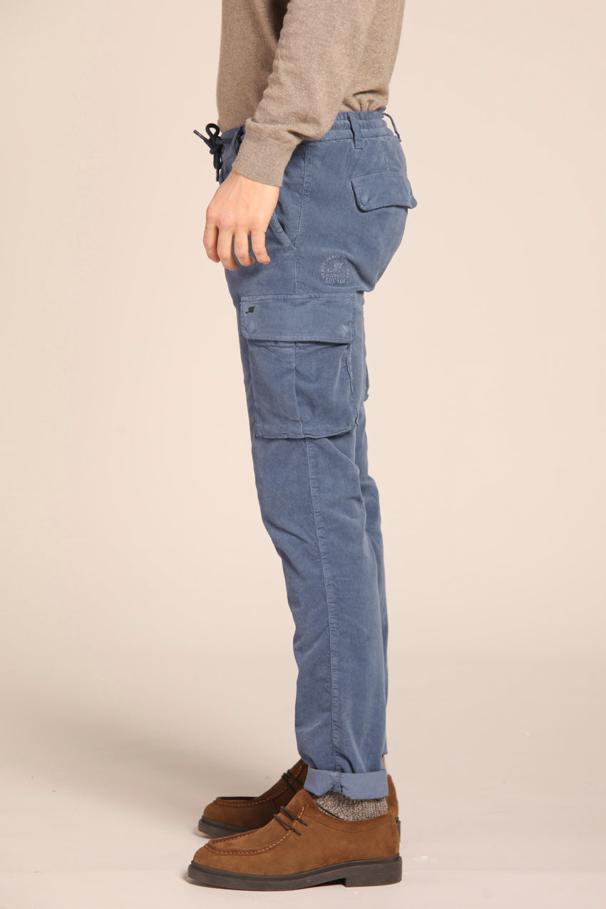 immagine 4 di cargo jogger uomo modello Chile colore azzurro scuro, fit extra slim di Mason's