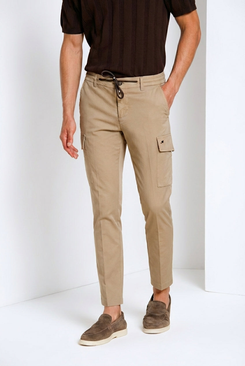Chile Jogger pantalone cargo uomo in tela paracadute lyocell e cotone extra slim fit