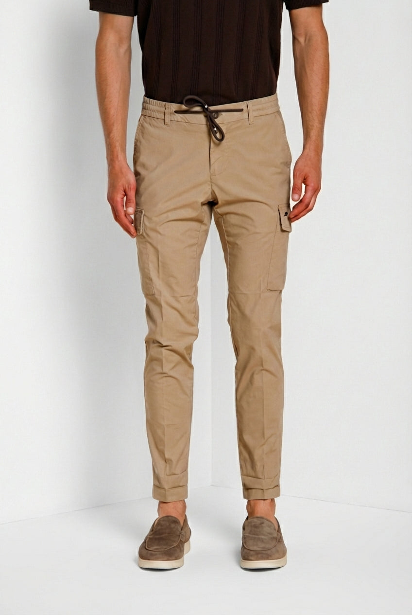 Chile Jogger men's cargo pants in lyocell and cotton parachute canvas extra slim fit