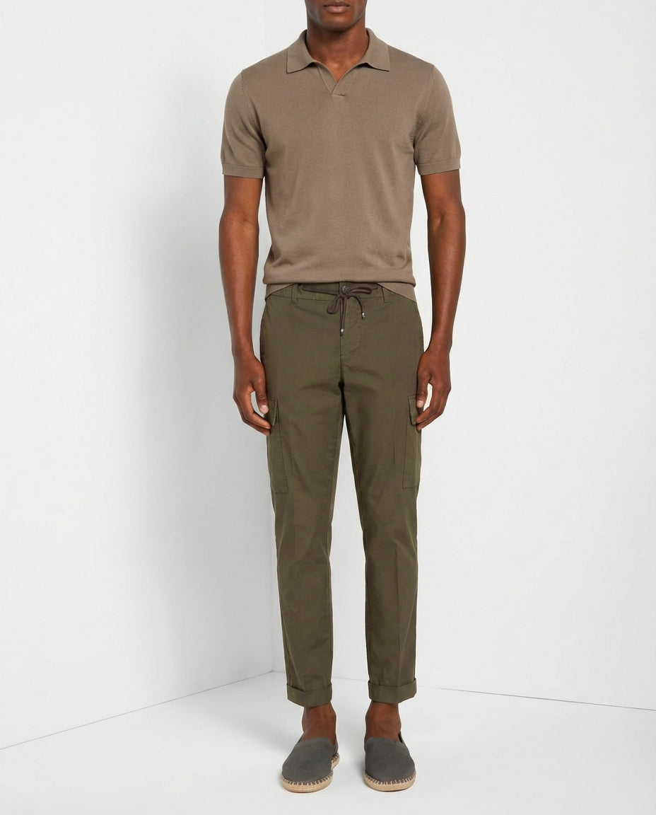 Chile Jogger men's cargo pants in lyocell and cotton parachute canvas extra slim fit