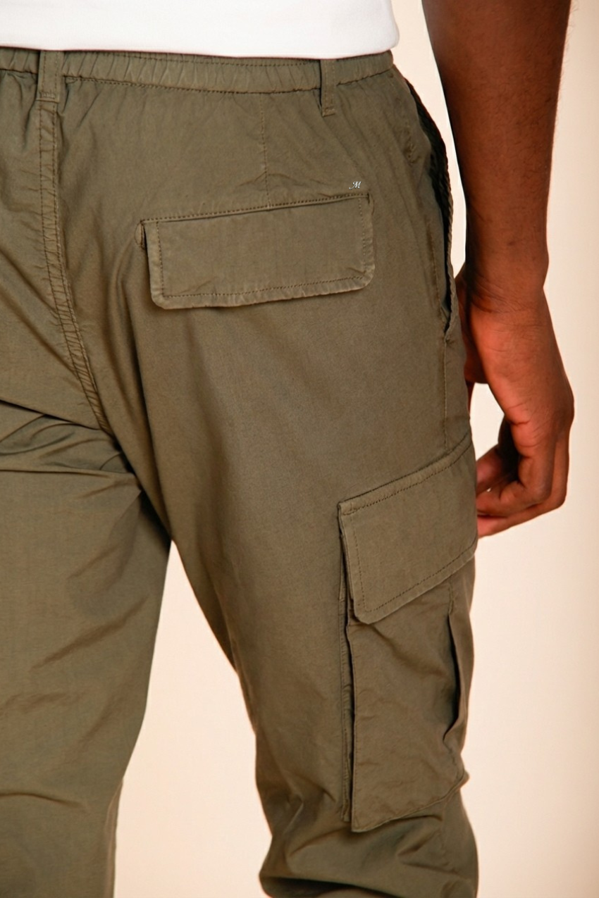 Chile Jogger men's cargo pants in lyocell and cotton parachute canvas extra slim fit