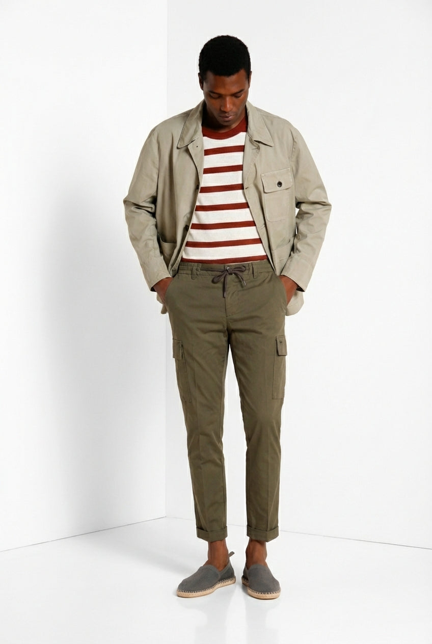 Chile Jogger pantalone cargo uomo in tela paracadute lyocell e cotone extra slim fit