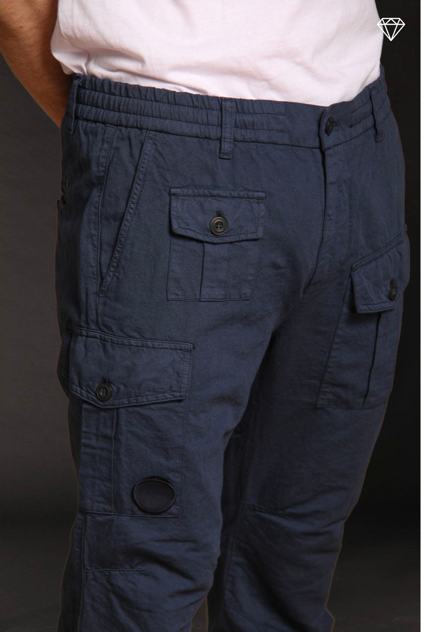 George Elax pantalón cargo hombre brocken de algodón y cáñamo logo edition carrot fit ①