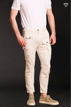 George Elax Men's cargo pants in cotton and hemp broken fabric logo edition Carrot Fit ①