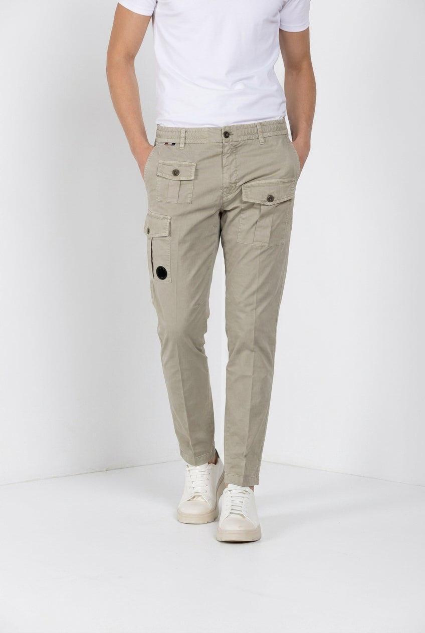 George Coolpocket pantalone cargo jogger uomo in gabardina stretch Logo Edition carrot fit ①