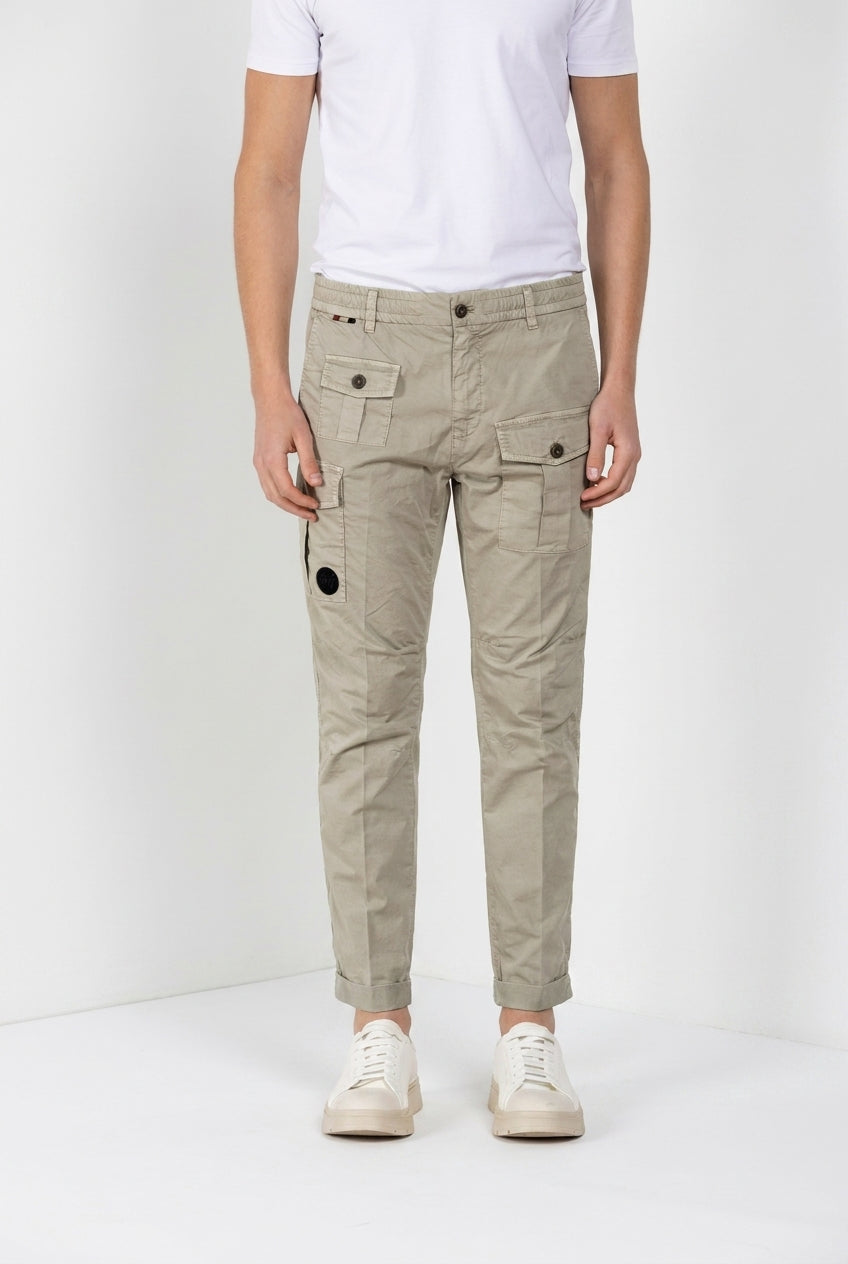 George Coolpocket pantalone cargo jogger uomo in gabardina stretch Logo Edition carrot fit ①