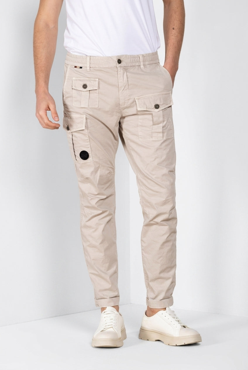 George Coolpocket pantalone cargo jogger uomo in gabardina stretch Logo Edition carrot fit ①