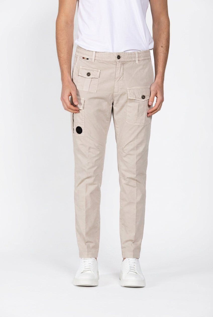 George Coolpocket pantalone cargo jogger uomo in gabardina stretch Logo Edition carrot fit ①