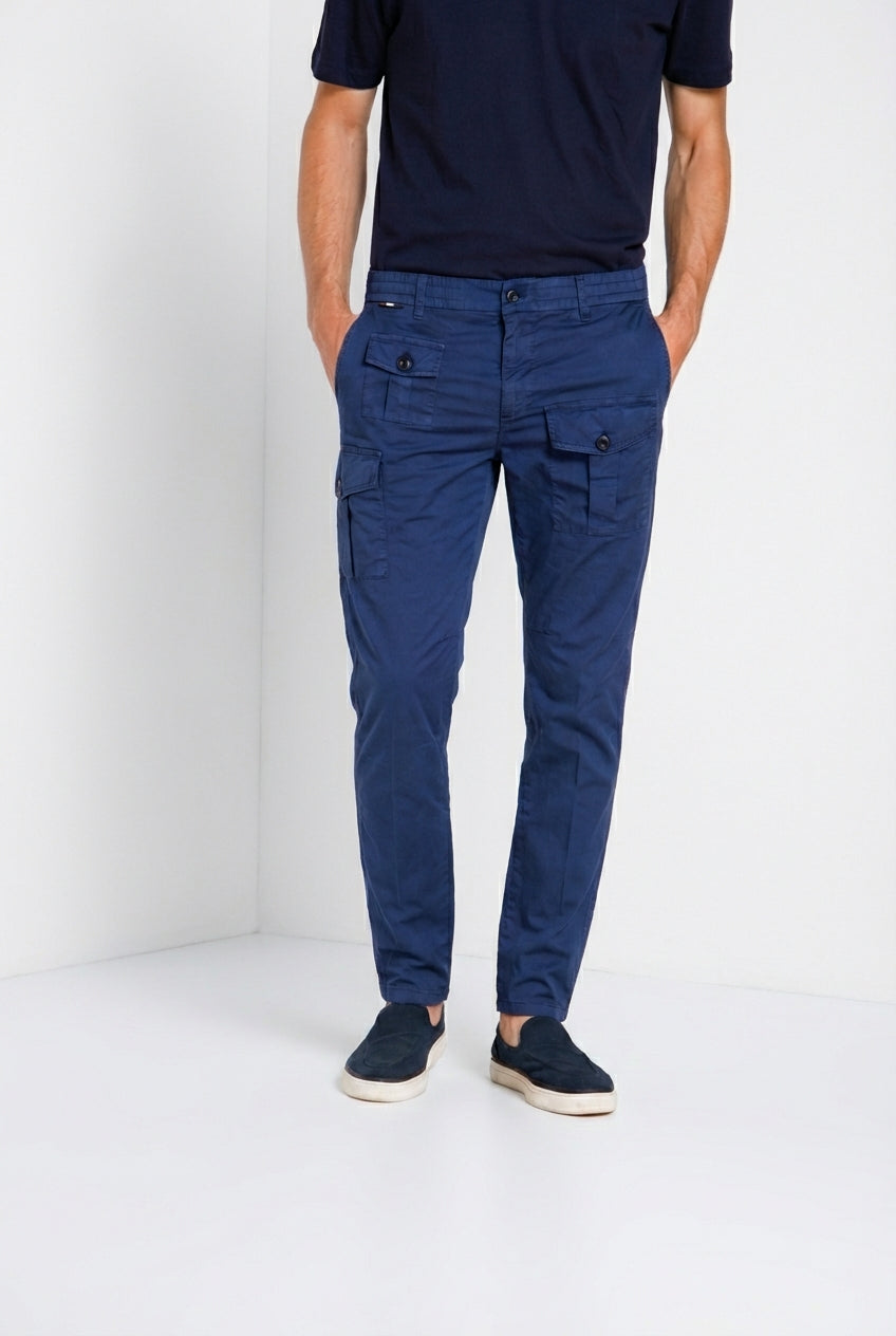 George Coolpocket men's cargo jogger pants in stretch gabardine Logo Edition carrot fit ①