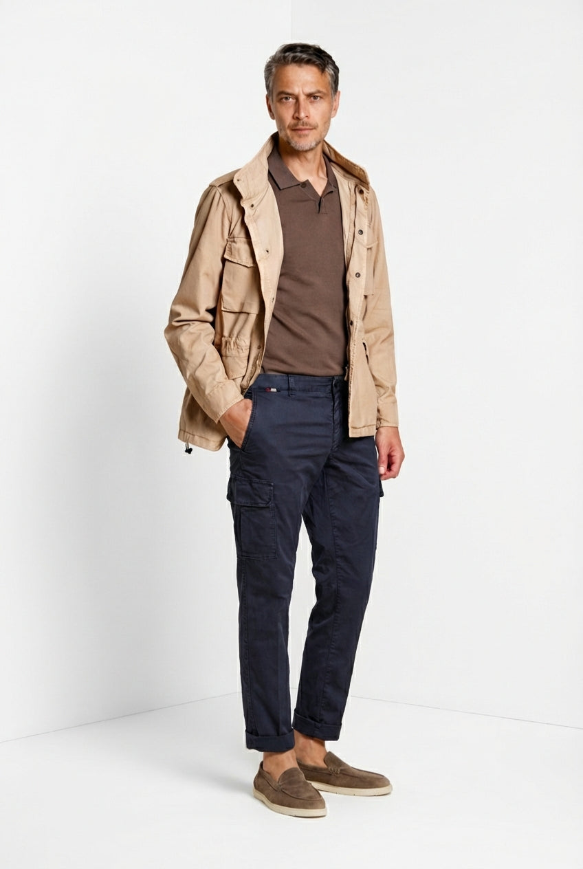 Chile pantalone cargo uomo in gabardina stretch regular fit