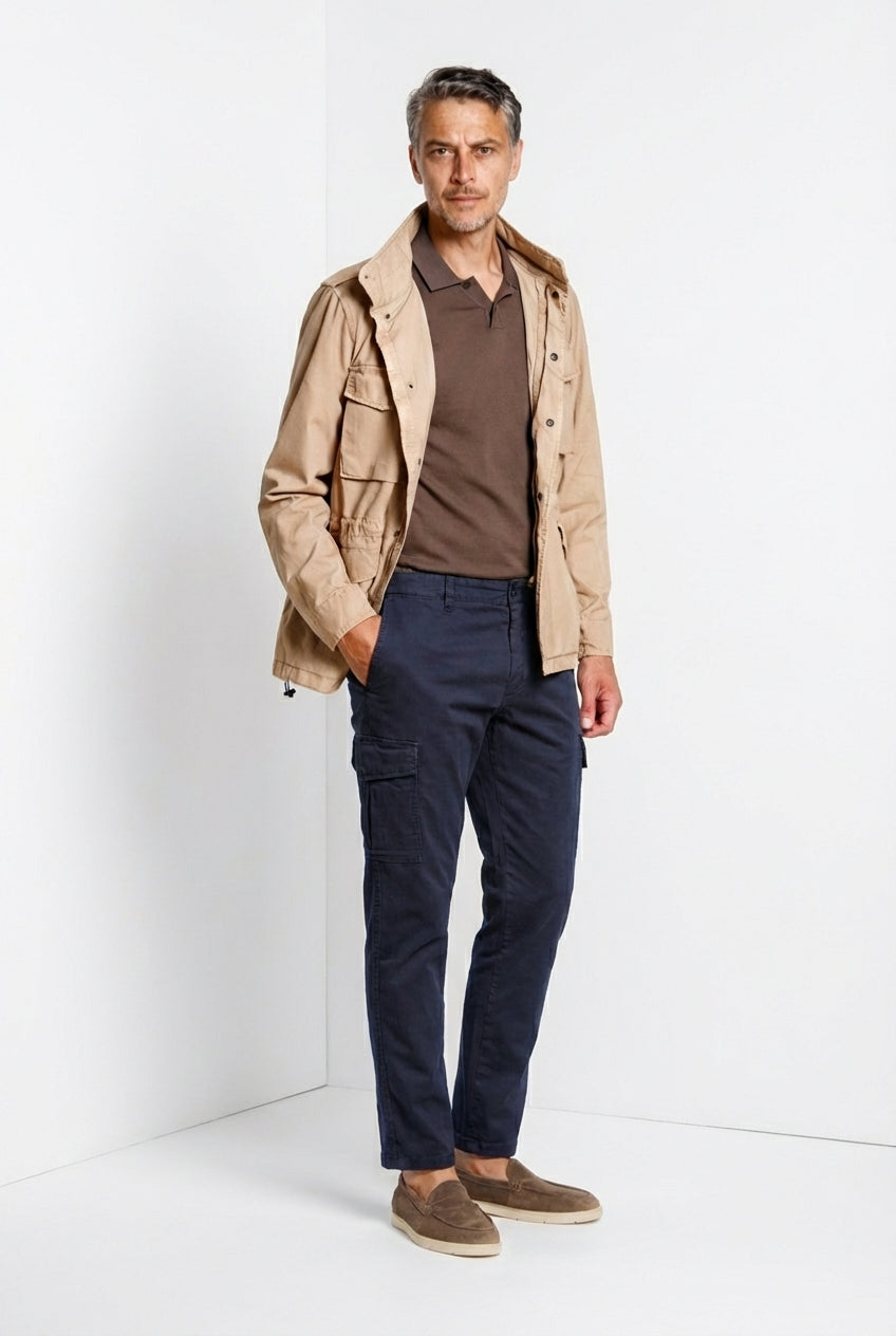 Chile pantalone cargo uomo in gabardina stretch regular fit