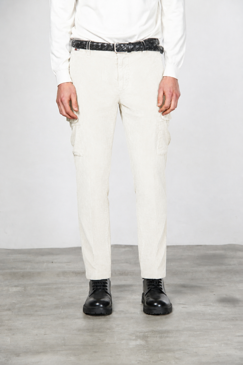 Chile pantalón cargo de hombre en terciopelo de pana ancha regular fit