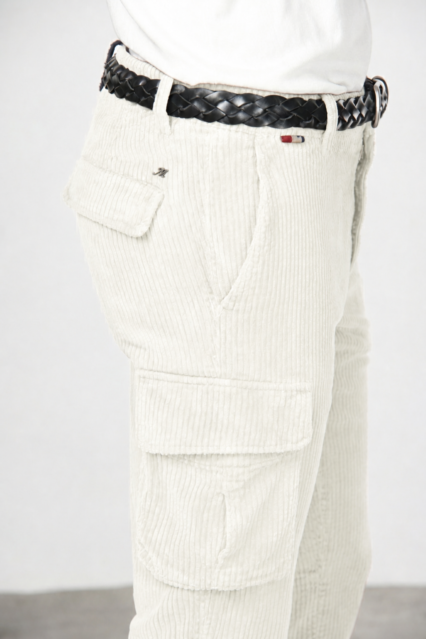 Chile pantalón cargo de hombre en terciopelo de pana ancha regular fit