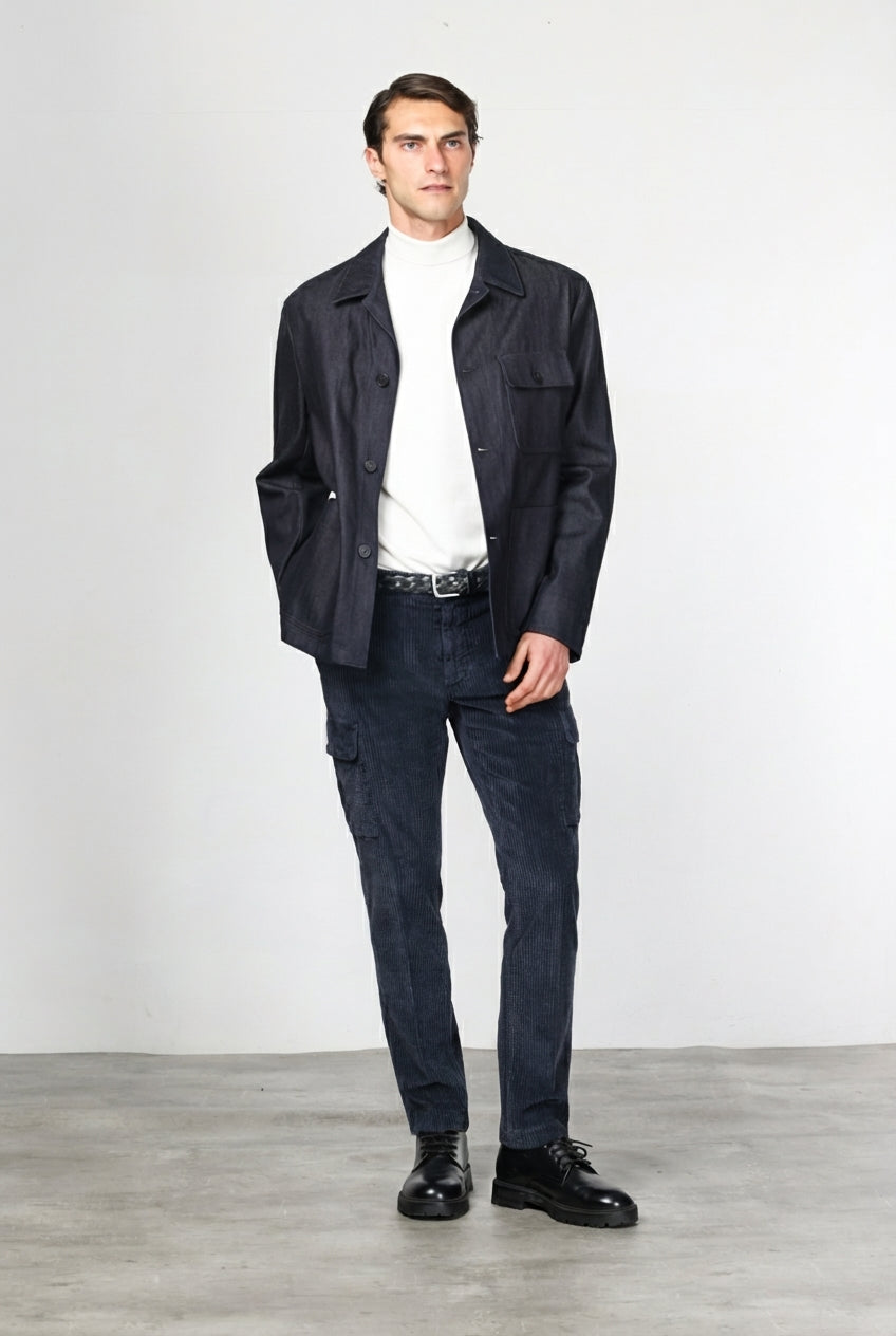 Chile pantalone cargo uomo in velluto a costa larga regular fit
