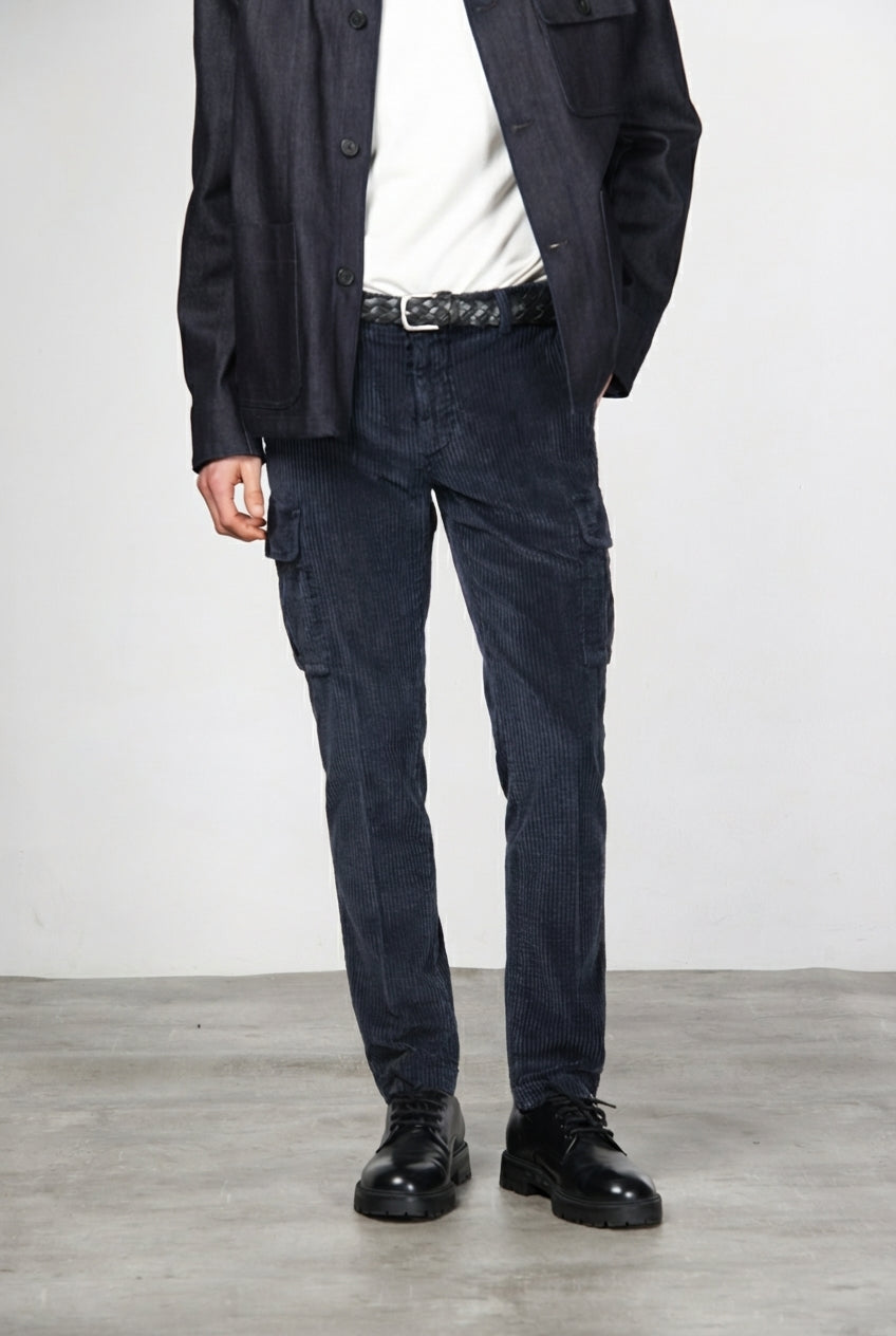 Chile pantalone cargo uomo in velluto a costa larga regular fit