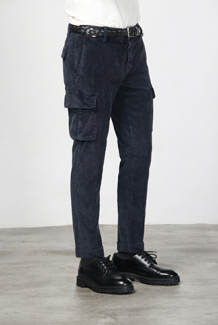 Chile pantalone cargo uomo in velluto a costa larga regular fit