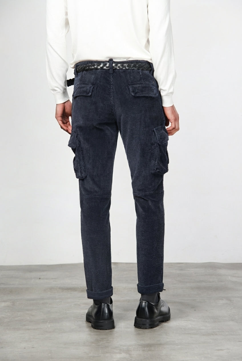 Chile pantalone cargo uomo in velluto a costa larga regular fit