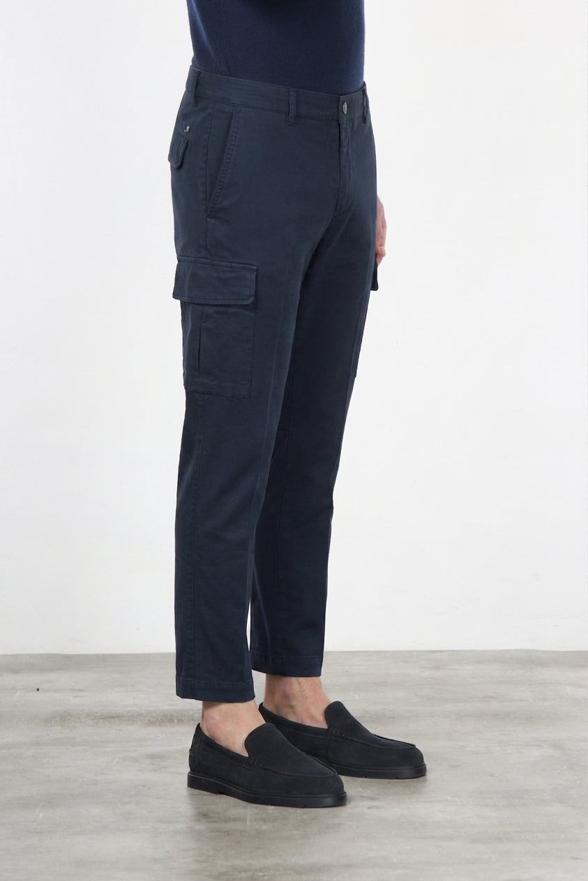 Chile men’s cargo pants in stretch cotton with diagonal weave, regular fit