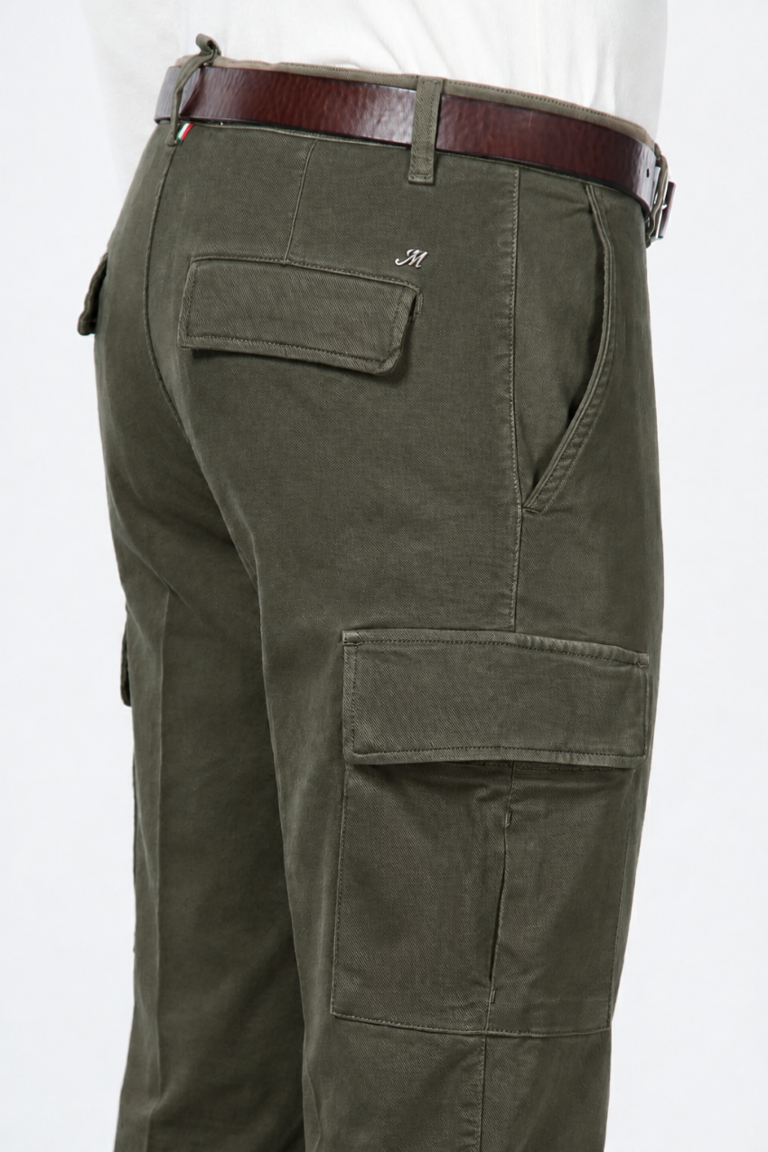 Pantalón cargo Chile de hombre en algodón stretch trama diagonal regular fit