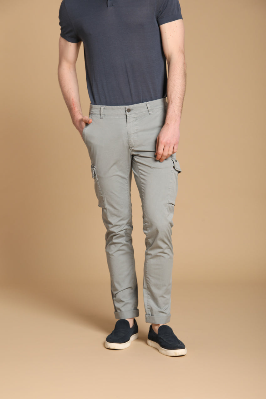 Chile Men's cargo pants in lightweight Pima cotton twill special washing  Extra-Slim Fit