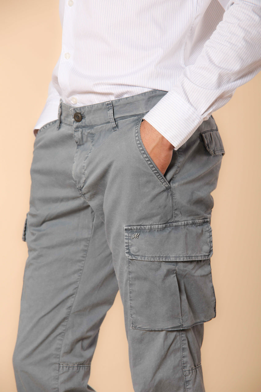 Chile Men's cargo pants in lightweight pima cotton twill special washing  Extra-Slim Fit