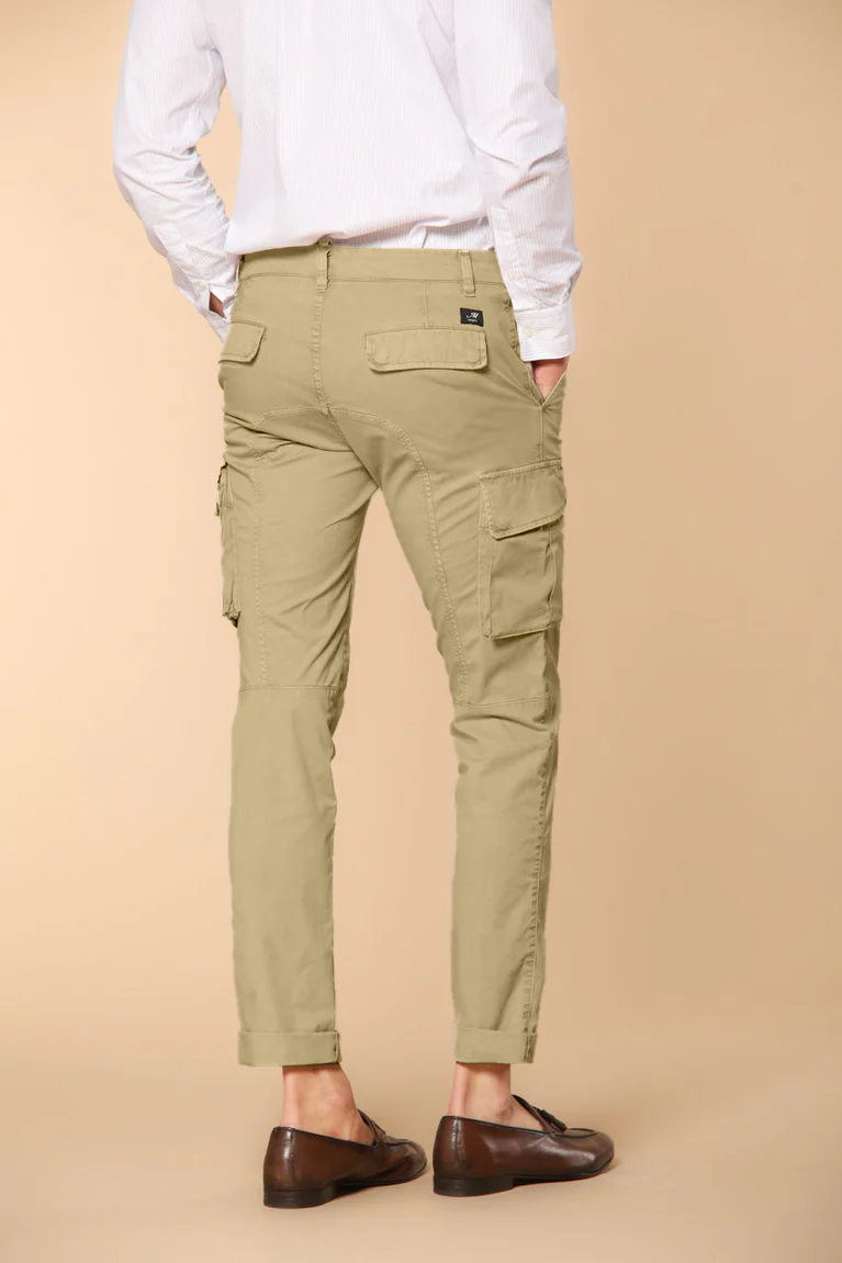 Chile Men's cargo pants in lightweight pima cotton twill special washing  Extra-Slim Fit