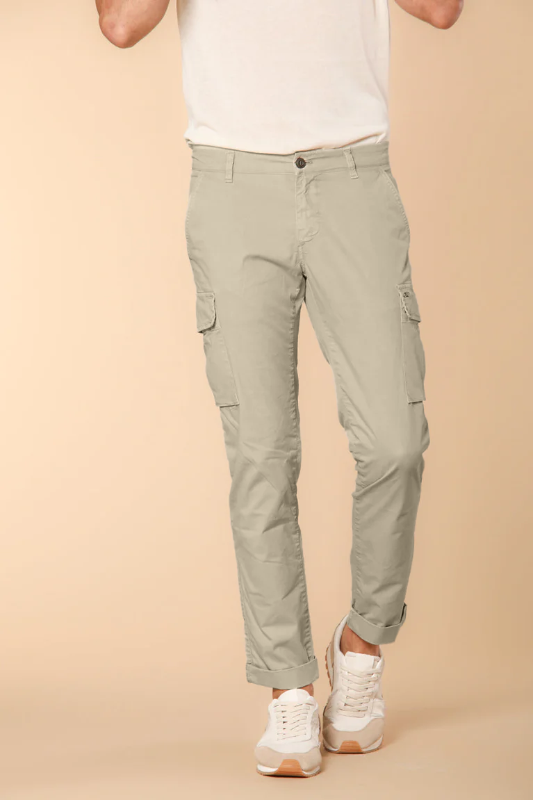 Chile Men's cargo pants in lightweight pima cotton twill special washing  Extra-Slim Fit