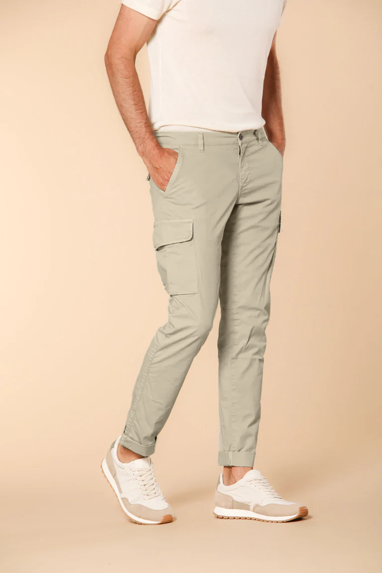 Chile Men's cargo pants in lightweight pima cotton twill special washing  Extra-Slim Fit